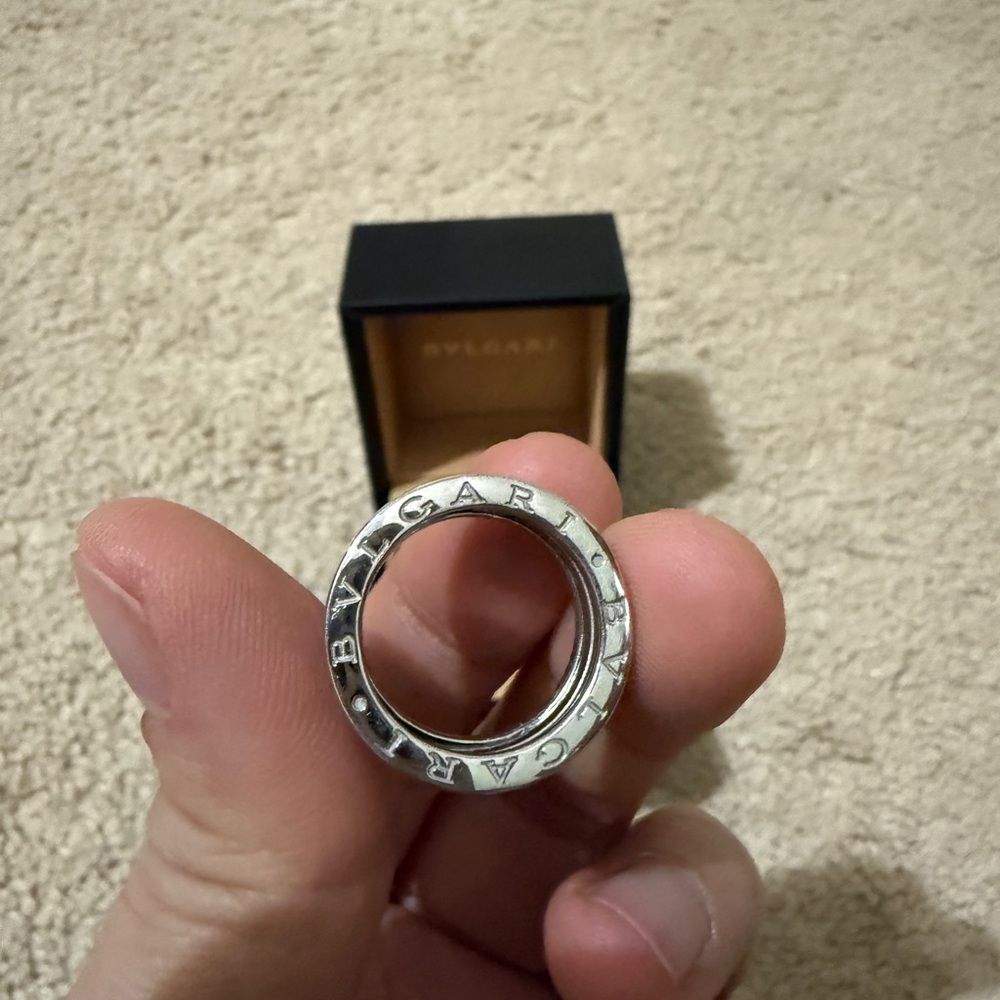 ORIGINAL Bvlgari 18K White gold 3 band Ring size US 5.5